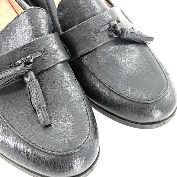 Naturalizer Marco Tassel Loafers 6 Black Leather Flats Academia Career Work - Picture 4 of 9
